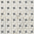 Geometric tile pattern in Calacatta Gold Select Gold Pinwheel Mosaic Marble Tile
