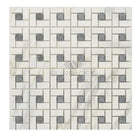Calacatta Gold Select Gold Pinwheel Mosaic Marble Tile with Blue-Gray accents
