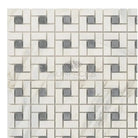 Calacatta Gold Select Gold Pinwheel Mosaic Tile with Blue-Gray Pattern