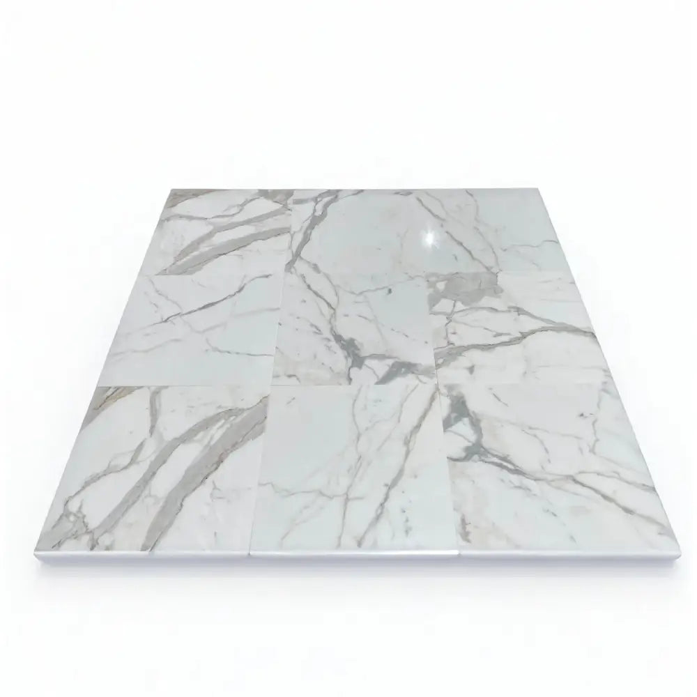 Calacatta Oro (Gold) Select Pinwheel (w/Blue-Gray) Mosaic Marble Tile-American Stone