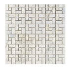 White marble mosaic tile with gold accents from Calacatta Gold Select collection