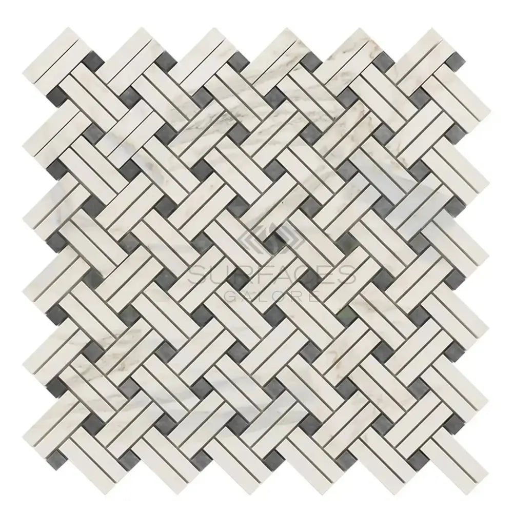 Calacatta Oro (Gold) Select Stanza (w/Blue-Gray) Mosaic Marble Tile-American Stone