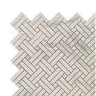Herringbone pattern of rectangular Calacatta Gold Select Gold Mosaic Marble Tiles