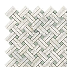 Herringbone patterned Calacatta Gold Select Gold Stanza Mosaic Marble Tile with Ming-Green