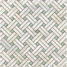 Herringbone tile pattern in Calacatta Gold Select Gold Stanza Mosaic Marble Tile