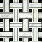 Black and white basketweave tile pattern on Calacatta Gold Select Triple-Weave Mosaic