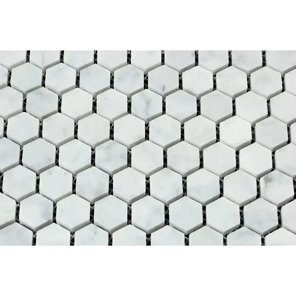 Carrara White Royale White 1-inch Hexagon Marble Mosaic Tile polished or honed