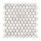 White marble hexagon tile mosaic from Carrara White Royale 1-inch polished or honed