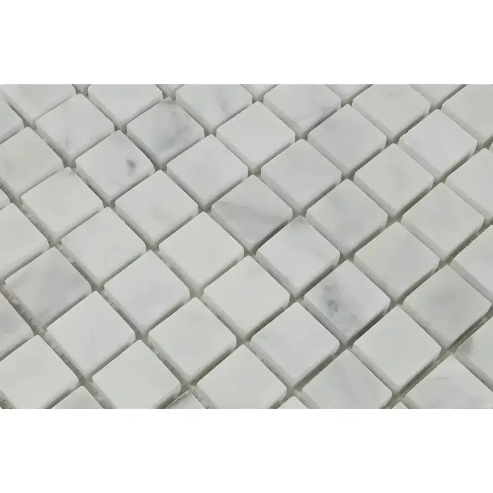 White marble mosaic tile from Carrara White Royale with polished or honed finish