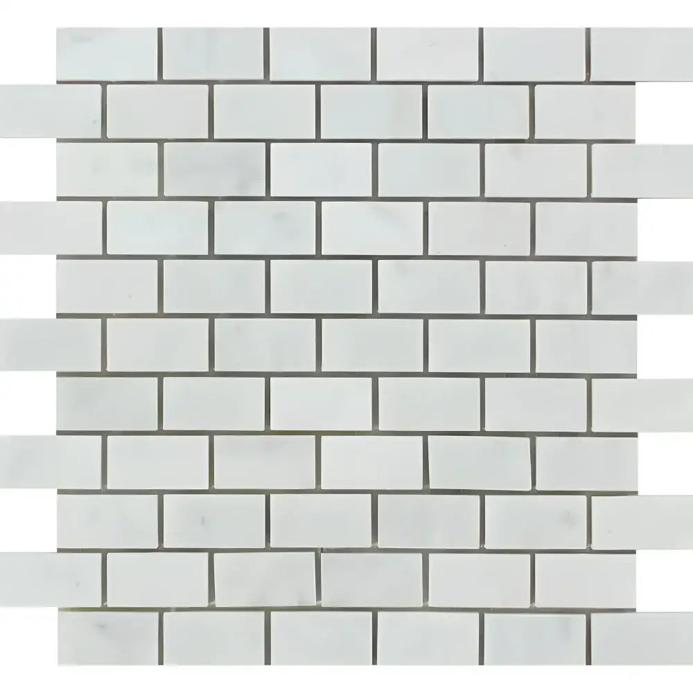 Carrara White Royale 1X2 Brick Mosaic Marble Tile-American Stone