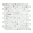 Carrara White Royale white marble brick mosaic tile with split-faced surface for elegant design