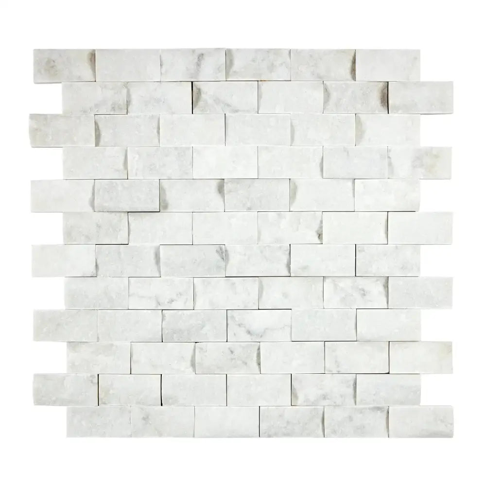 Carrara White Royale white marble brick mosaic tile split-faced for elegant wall or floor design