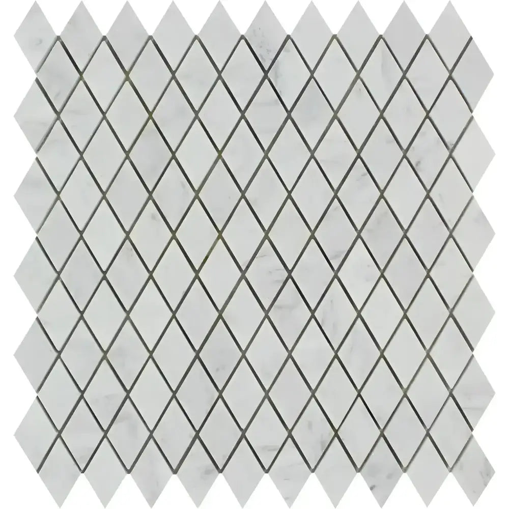 Carrara White Royale 1X2 Diamond / Rhomboid Mosaic Marble Tile-American Stone
