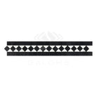 Black and white mosaic tile border from Carrara White 2X12 BIAS Border collection