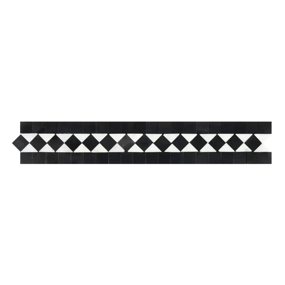 Carrara White Royale 2X12 BIAS Border (w/ Black)-American Stone