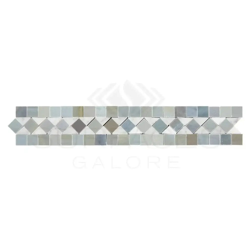 Carrara White Royale 2X12 BIAS Border (w/ Blue-Gray)-American Stone