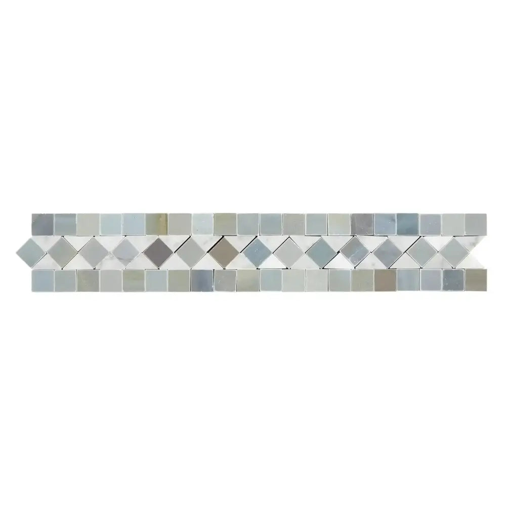 Carrara White Royale 2X12 BIAS Border (w/ Blue-Gray)-American Stone