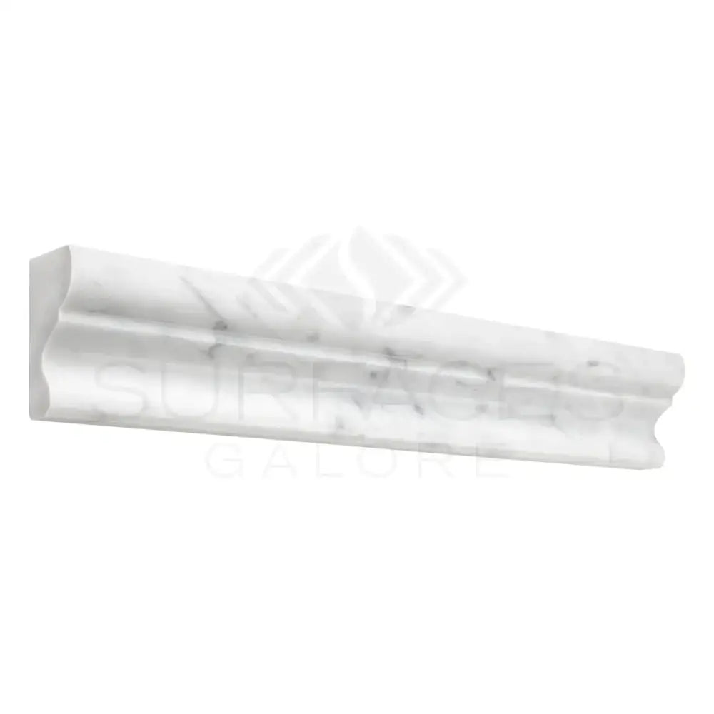 White Carrara White Royale 2X12 Crown Mercer Molding Liner with curved profile
