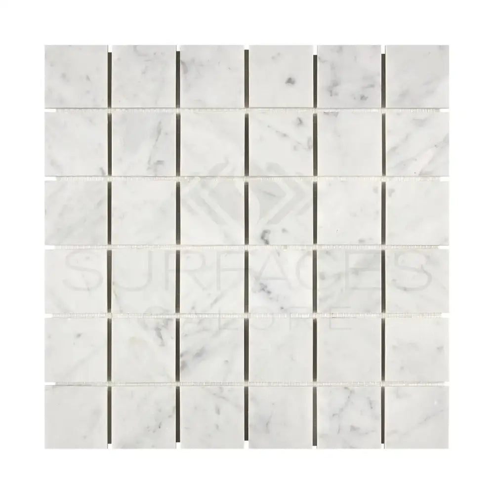White marble mosaic tile sheet for Carrara White Royale 2x2 polished or honed marble flooring