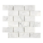 White marble brick mosaic tile from Carrara White Royale 2X4 polished or honed