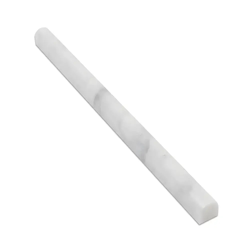 White marble pencil liner trim for Carrara White Royale 3/4X12 Bullnose Liner