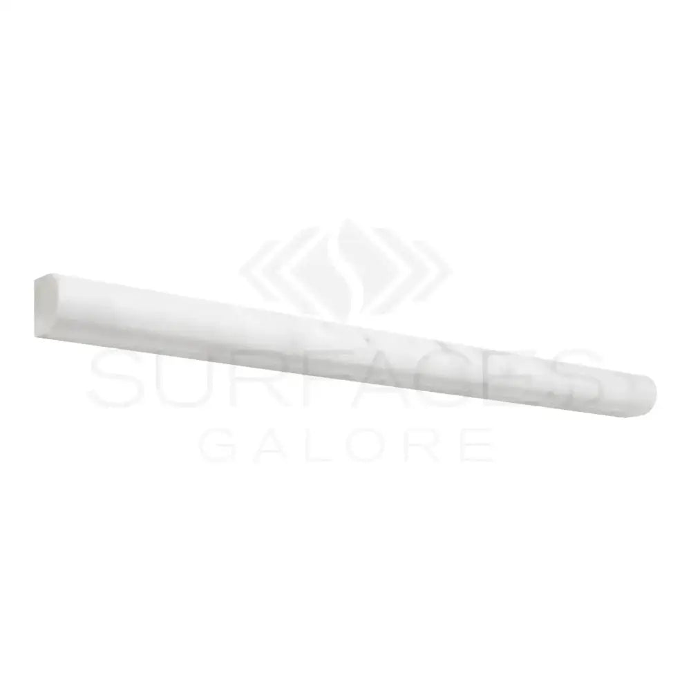 White marble pencil liner trim for Carrara White Royale 3/4X12 Bullnose Liner