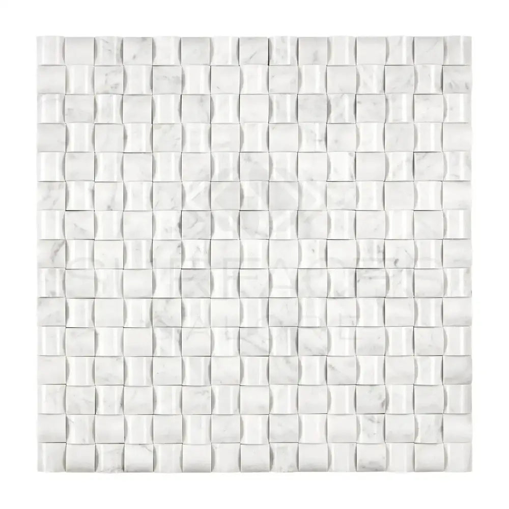 White marble mosaic tiles with textured undulating surface for Carrara White Royale 3-D mosaic