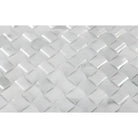 White woven textured surface of Carrara White Royale 3-D Small-Bread Mosaic Marble Tile