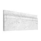 White marble crown molding with decorative profiles for Carrara White Royale baseboard trim