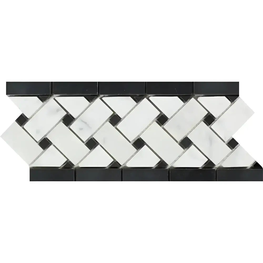 Carrara White Royale 4 3/4X12 Basketweave (w/Black) Border-American Stone