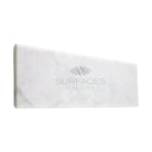 White marble countertop sample from Carrara White Royale 4x12 tile with polished finish