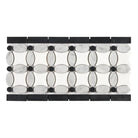 Decorative marble mosaic tile featuring Carrara White Florida Flower Border design