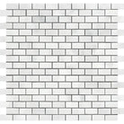 White brick pattern on Carrara White Royale 5/8X1 1/4 Mini-Brick Mosaic Marble Tile