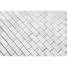 White marble brick mosaic tile for elegant flooring and wall decor in Carrara White Royale