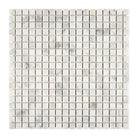 Square marble mosaic tile sheet featuring polished or honed Carrara White Royale marble