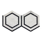 Carrara White Royale hexagon marble tiles with black borders for elegant flooring or backsplash
