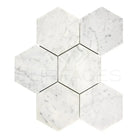 Carrara White Royale 5-inch Hexagon Marble Mosaic Tile for elegant flooring or backsplash