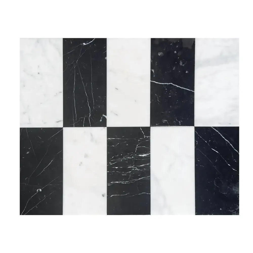 Carrara White Royale and Nero Marquina Prestige 3X6 Set-American Stone