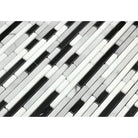 Black, white, and gray mosaic tile pattern for Carrara White Royale Bamboo Sticks product