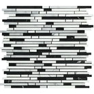 Black, white, and gray mosaic tile sheet for Carrara White Royale Bamboo Sticks product