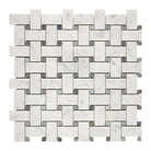 Woven Carrara White marble and gray metal mosaic tile for luxurious interior design