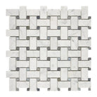 Carrara White Royale Marble and Gray Metal Mosaic Tile for elegant wall or floor design