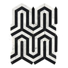 Black and white geometric tile pattern from Carrara White Royale Berlinatta Mosaic