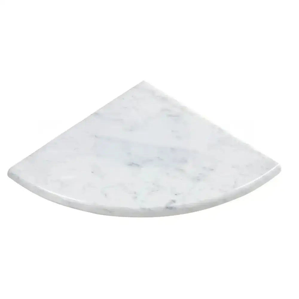 White marble corner shelf from Carrara White Royale for elegant bathroom storage