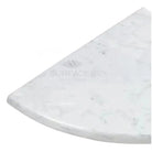White marble quarter-circle shower corner shelf in Carrara White Royale marble