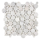 White marble circle mosaic tile from Carrara White Royale Bubbles collection