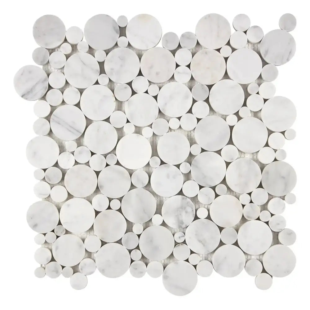 Carrara White Royale White Royale Bubbles Mosaic Marble Tile in polished or honed finish