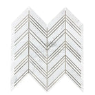 Chevron patterned Carrara White Royale marble tile for elegant flooring or wall decor