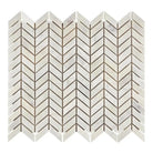 Chevron pattern marble tile in Carrara White Royale Mosaic for stylish flooring or backsplash