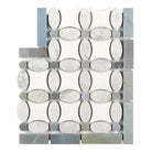 Decorative marble tile mosaic Carrara White Royale Florida Flower Corner Blue-Gray
